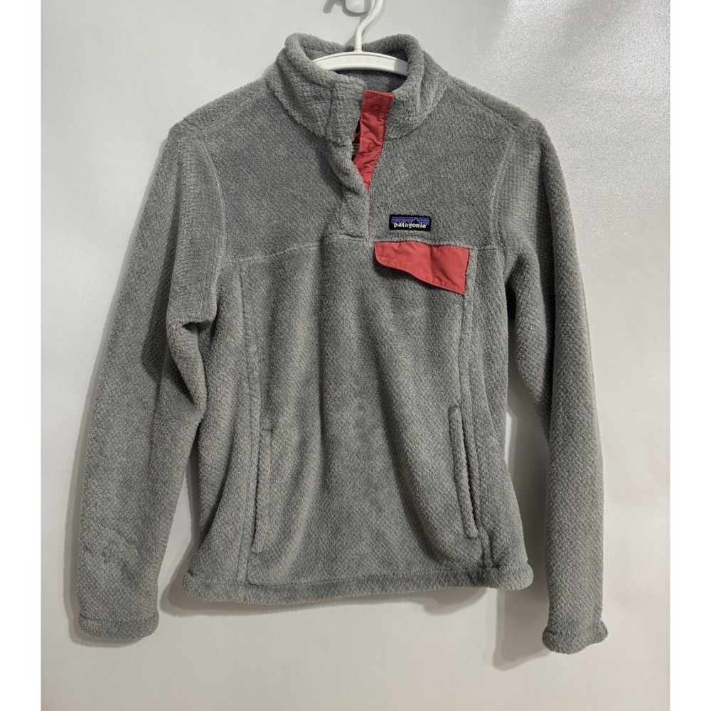 Patagonia Small Synchilla Snap-T Fleece Pullover Gray Peach Trim Polartec